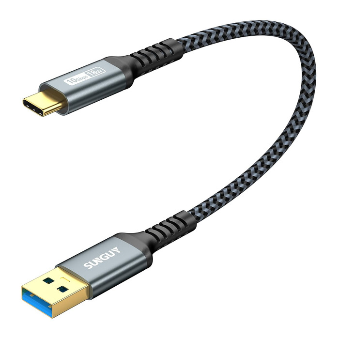 Кабель USB-C SUNGUY 30см, 10Gbps, USB 3.1 Gen 2, сумісний з iPhone 16/15 Pro Max, Galaxy S24, Google Pixel, Android Auto, Huawei P40/P30 (Сірий)