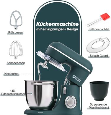 Кухонний комбайн Kitchen in the box: 4.5L та 5L, 1300W, 10+ швидкостей, з набором насадок (крюк, вінчик, гак)