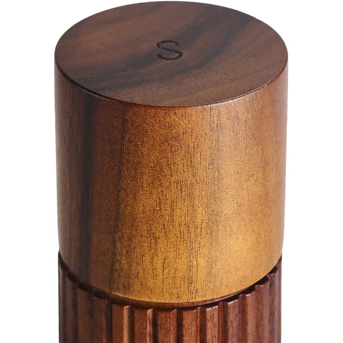 Набір солі та перцю з дерева – ручні мельниці для спецій з керамічним жорном, регульовані ступені помелу, неслизький дизайн та чіткою маркуванням S&P, 16,5 см (БЕЗ підставки)