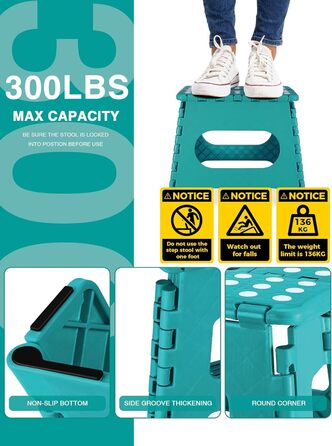 Складаний табурет HOUSE DAY 27 см, чорний. Стабільний, з антиковзними ніжками та ручкою для перенесення, компактний, витримує до 150 кг. Підходить для кухні, ванної, дитячої кімнати, кемпінгу.