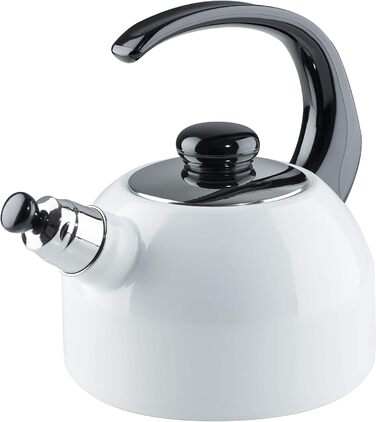 Riess, 0543-033, Flötenkessel Plus, CLASSIC-WHITE, Capacity 2 liters, Diameter 18.4 cm, 3-fold enameled, white, Water kettle, Induction
