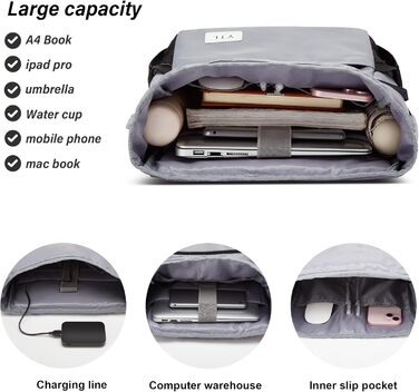Водонепроникний рюкзак YTL Rolltop з відділенням для ноутбука 17 дюймів (сірий)