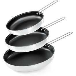 Набір сковорідок CookNANO 3 шт. (22/26/30 см), нержавіюча сталь з 4-шаровим антипригарним покриттям, індукційні, легко миються