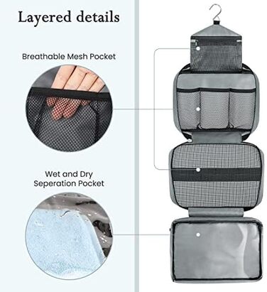 Сумка для туалетних аксесуарів Maliton: велика водонепроникна сумка-органайзер для подорожей, спорту та басейну | 4 відділення | Складана та компактна (Сірий)