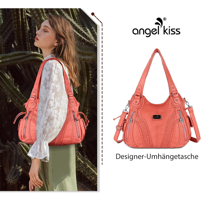 Сумка жіноча AngelKiss через плече, водонепроникна PU шкіра, коралова - багатофункціональна сумка-месенджер