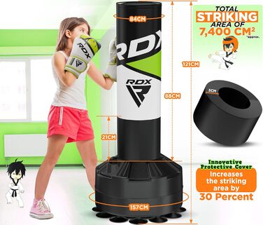 Дитячий боксерський мішок RDX Junior Standbox, рукавички для тренувань, MMA, кікбоксинг, бокс, рукопашний бій, муай-тай, 4 фути (зелений)
