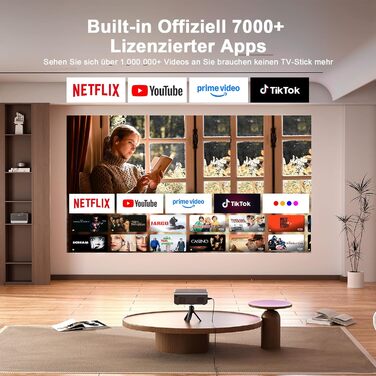 Проектор Mini Beamer 1080P Full HD 600ANSI з автофокусом, корекцією трапеції, WiFi6, Bluetooth, 4K, 50% зум, 360° обертання для дому та мобільного використання