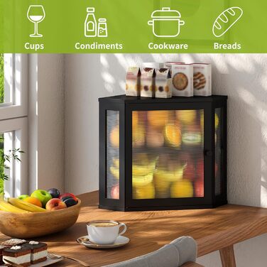 Чорний бамбуковий контейнер для хліба Eck-Brotkasten, великий, двошаровий, для кухні та робочої поверхні