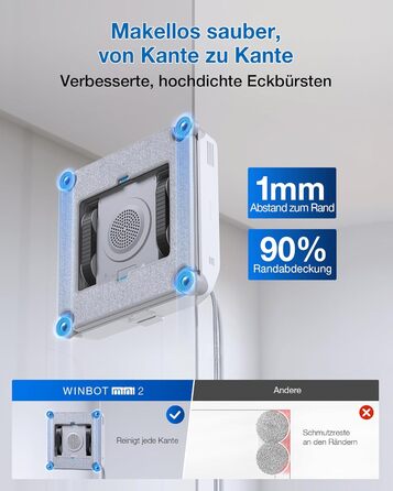 Робот-мийник вікон ECOVACS WINBOT Mini 2: компактний, з ультразвуковим розпиленням, 4 режими, сірий