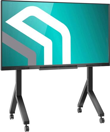 ONKRON Mobile TV Stand for 70-110 inch TVs - Height Adjustable Rolling TV Stand with Shelf, VESA 1000x800, Up to 120.5 lbs, Black