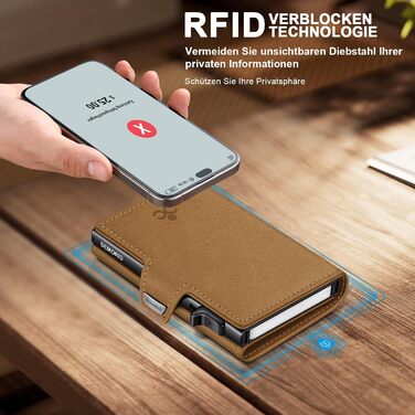 Чоловічий гаманець з відділенням для монет та RFID захистом, Slim Wallet Pop-up, для 9-11 карт, з кишенею для ID та відділенням для грошей, Smart Wallet для чоловіків (Верблюжий колір)