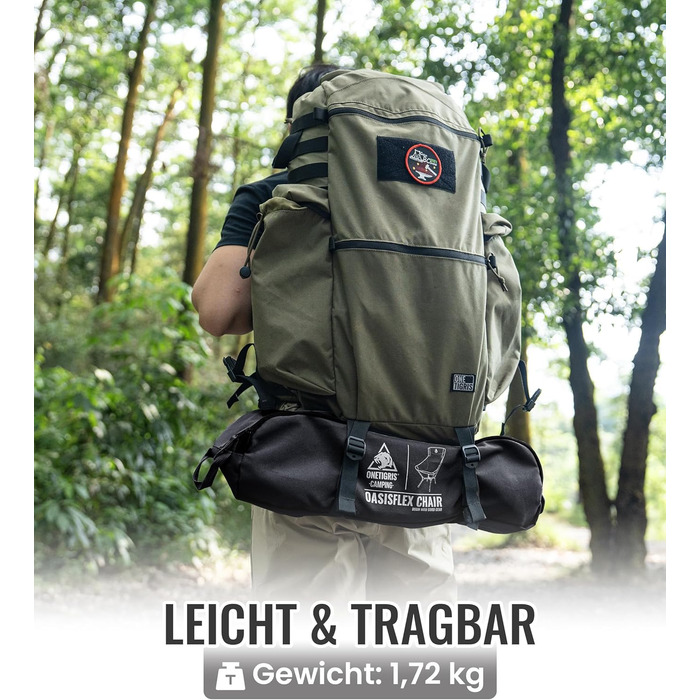 Кемпінговий стілець OneTigris OASISFLEX складний високий, вантажопідйомність 150 кг, чорний. Стілець для риболовлі, походу, відпочинку на природі з бічними кишенями
