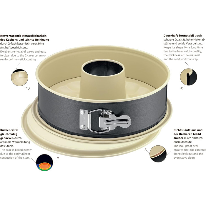 Форма для випічки Kaiser Inspiration Plus, 28 см, 2 дна, з плоскою та різьбленою поверхнею, антипригарне покриття, випічка торти