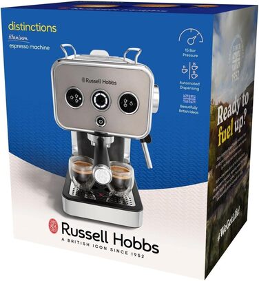 Чайник Russell Hobbs Distinctions з нержавіючої сталі 1,5л (швидка функція кип'ятіння, фільтр від накипу, зручний виливний носик, зовнішній індикатор рівня води) 26422-70 (може використовуватись як кавоварка)