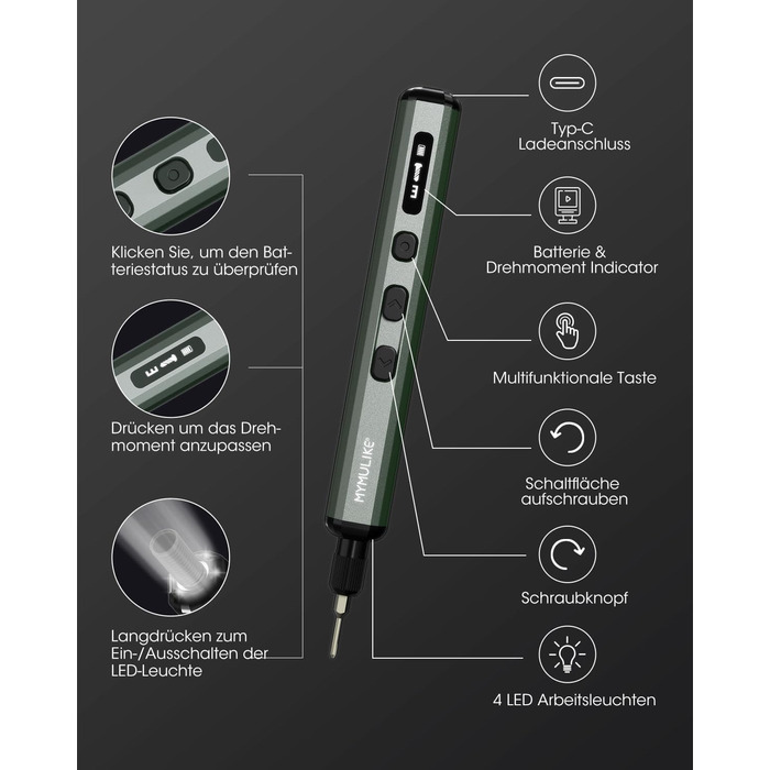 Набір електричного викрутника Mini 78 в 1 з 56 бітами, 9 свердлами, 5 режимами крутного моменту та LED-підсвічуванням для точної роботи (годинники, камери)