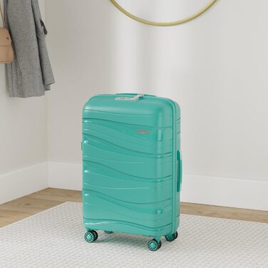 KONO Чемодан середнього розміру 65см з поліпропілену, з TSA замком, 65x46x26.5см (Зелений)