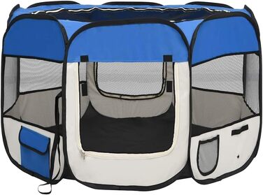 Вольєр для цуценят VidaXL, розкладний, 145x145x61 см, блакитний