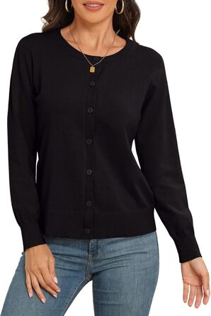 Чоловічий легкий кардиган PrinStory з круглою горловиною, чорний (L)