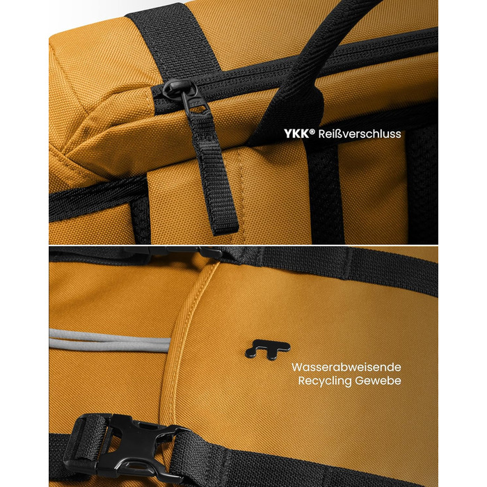 tomtoc Laptop Backpack for Women and Men, Vintage Daypack Daypack Casual Backpack with 22 Liters for Everyday Use, Leisure, University, School, Classic Backpacks Fits 13-15.6 inch Laptops, Black (Yellow)