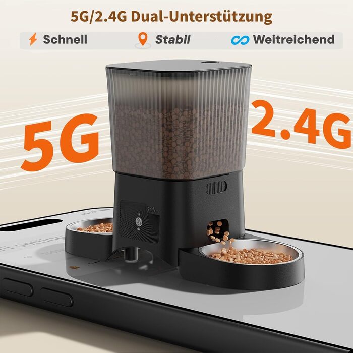 Автоматичний годівниця для котів HoneyGuardian з Wi-Fi та 2/4 мисками, 5G, чорний