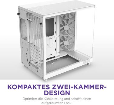 Корпус NZXT H6 Flow: компактний mid-tower з 3 вентиляторами, чорний/білий