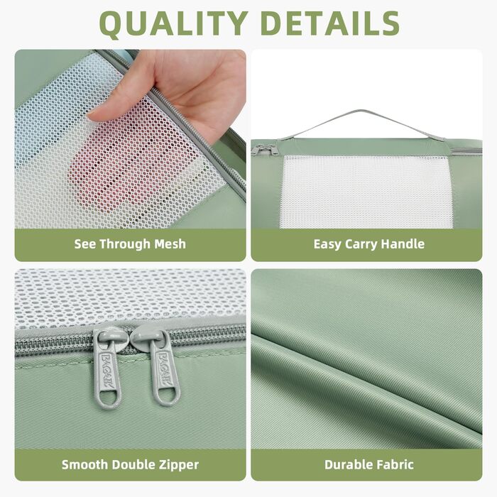 Набір органайзерів для подорожей BAGAIL (8 шт.) різних розмірів – Matcha Green