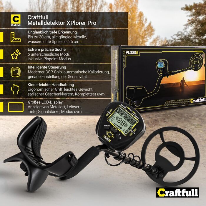 Металодетектор Craftfull | Набір металошукача для дітей та дорослих | Водонепроникний мультідетектор | Пошук золота та скарбів