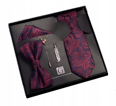 Набір: краватка, метелик, затискачі та кишенкова хустка. Елегантний комплект для чоловіків