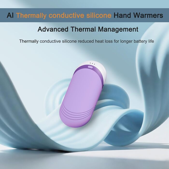 Електричні нагрівачі для рук Karecel 2 шт., Силіконові, 6000mAh, Перезаряджувані, Slim, для жінок та чоловіків (фіолетовий)