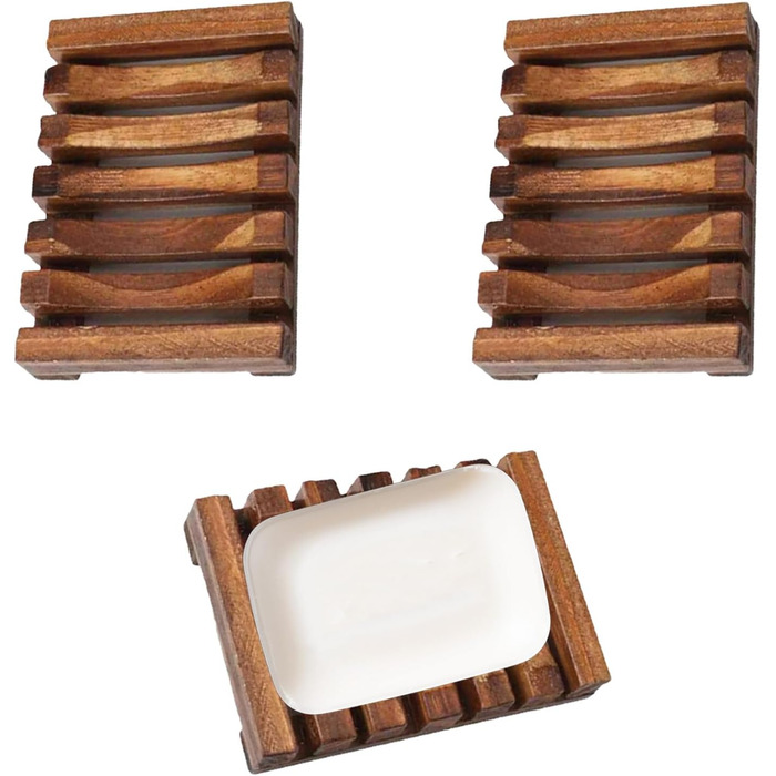 Дві дерев'яні мильниці еко-стилю для ванної кімнати та кухні, ручної роботи, біорозкладні