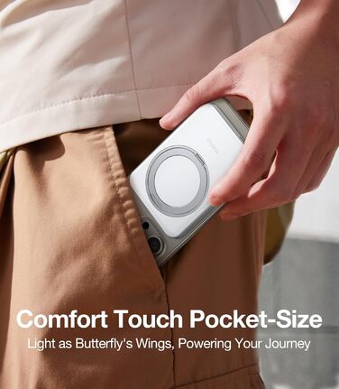 Power Bank TORRAS 5000mAh з MagSafe та кільцем для iPhone 16/15/14/13/12. Бездротовий, USB-C, чорний