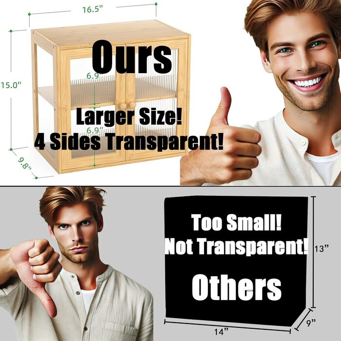 Бамбанг Бамбукова Brotbox для кухонного столу, дерев'яний броток, контейнер для хліба з 2 дверцятами, бамбуковий броток, MBX-06