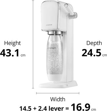 SodaStream газова вода ART з балоном CO2 та 1л пластикової пляшки, придатна для миття в посудомийній машині, білий, 44 см