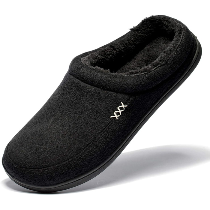Чоловічі халапи NewDenBer з меморі-піною, теплі, зручні, зимові, з антиковзкою підошвою, чорні, 45/46 EU
