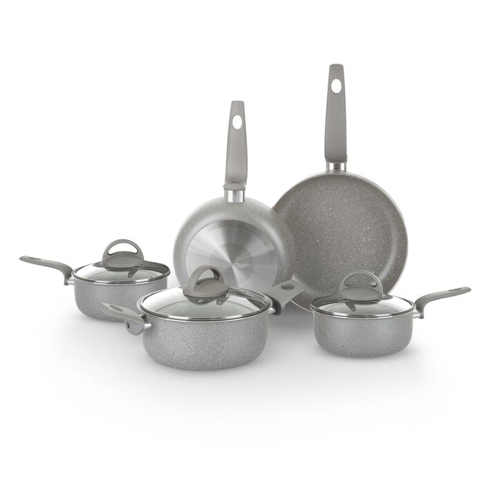 Набір каструль KASANOVA для традиційних плит, антипригарне покриття, набір посуду, здорове, швидке та рівномірне приготування їжі. Зроблено в Італії (8 предметів)