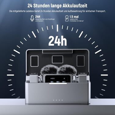 NEEWER Міні бездротове мікрофону, комплект 1RX+2TX+зарядний кейс, 150м радіус дії, для iPhone, iPad, Android, DJI, Insta360, PC, Mac