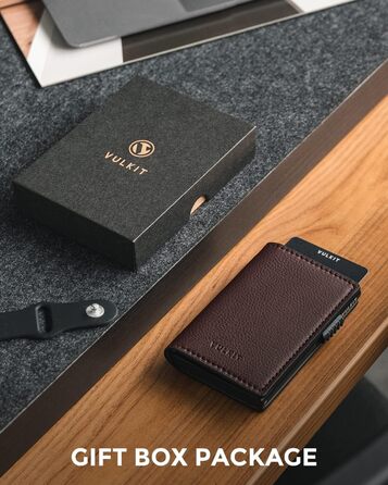 Гаманець-картхолдер VULKIT Pop-up RFID захист, шкіряний, коричневий, для 11 карток та купюр