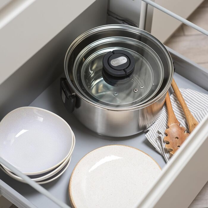 Пароварка Salter Timeless 3-рівнева – 18 см, з нержавіючої сталі, з ручками та скляною кришкою, антипригарне покриття, для індукційних плит