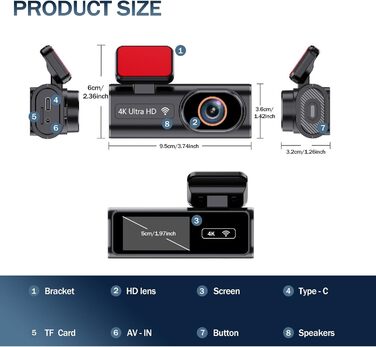 Відеореєстратор Auto Dashcam 4K з GPS, WiFi, G-сенсором та циклічною записом. В комплекті SD карта 64GB.
