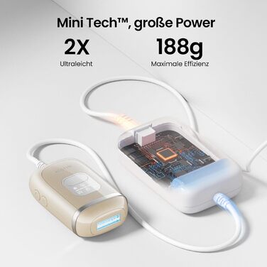 Пристрій для епіляції IPL 22J, 78W, з охолодженням сапфіром, для жінок, безболісна, для обличчя, бікіні, під пазухами, портативна (Champagner)