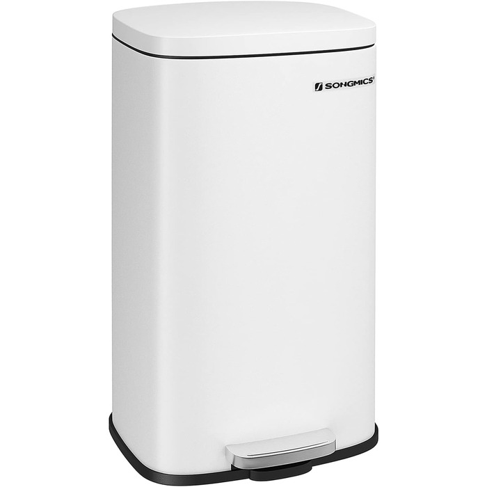 Відро для сміття SONGMICS 30 л з м'яким закриттям, сталеве, з внутрішнім відром, для кухні