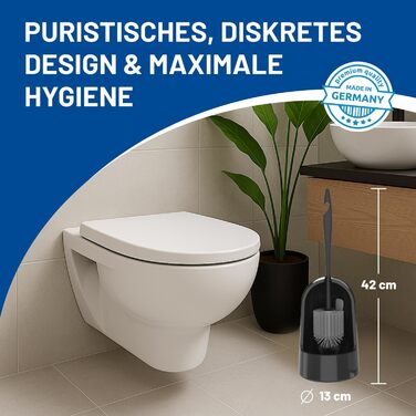 Набір для туалету Rival Recycling з щіткою для обідка – ергономічна ручка з переробленого матеріалу, для швидкого та ретельного очищення, з тримачем (антрацит, Meiler)