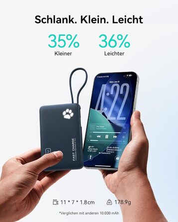 Power Bank INIU 20W 10000mAh з USB-C, PD3.0 QC4.0, для iPhone, Samsung, iPad (Блакитний)