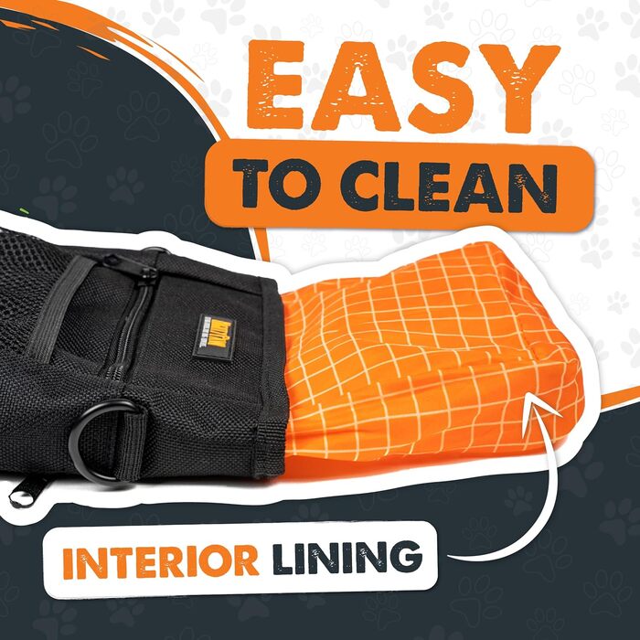 Сумка для ласощів Mighty Paw для собак: навчання та тренування | Зручна сумка для ласощів на руці для собак | Оранжево-чорна