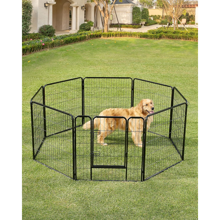 Вольєр для тварин Feandrea Freilaufgehege XL (77x80 см), чорний, з 8 панелей, DIY, для дому та вулиці