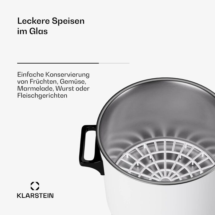 Klarstein Biggie Small - Canning Machine, Canning Pot, Preserving Pot, Mulled Wine Maker, electric, 16L capacity, 2000 watts, adjustable temperature, timer up to 120 minutes, (White, 27 Liter (digital))