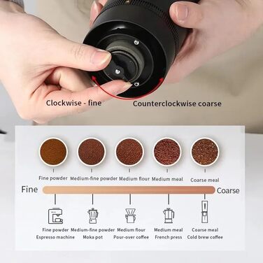 Portable Electric Burr Coffee Grinder, Coffee Grinder, Electric Spice Grinder, USB Rechargeable Coffee Grinder Adjustable Coarseness, Portable Electric Coffee Grinder for Home Office