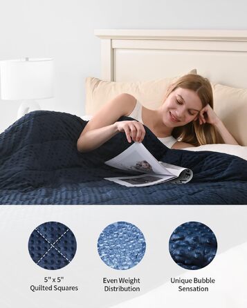 Обтяжена ковдра Mr. Sandman для дорослих, Queen Size, 152x203 см, 6.8 кг, темно-синя (Marineblau) — м'яка терапевтична ковдра для глибокого сну та релаксації, підтримує спокій, підходить для прання в машині