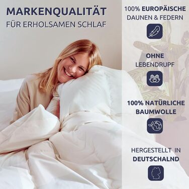 Clemens Down Pillow 80x80 cm Medium Firmness (1800g) High-Quality European Feathers 85% & Down 15% Made in Germany, Popular Pillow for Back & Side Sleepers - Down Feather Pillow Stabilizing Medium Firmness 80 x 80 cm