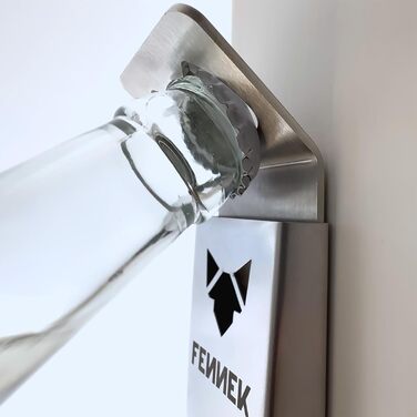 FENNEK Captain Cork | Bottle Opener | Integrated, super-strong magnet for up to 40 bottle caps | Easy mounting with adhesive tape or screws | made of stainless steel | Made in Germany